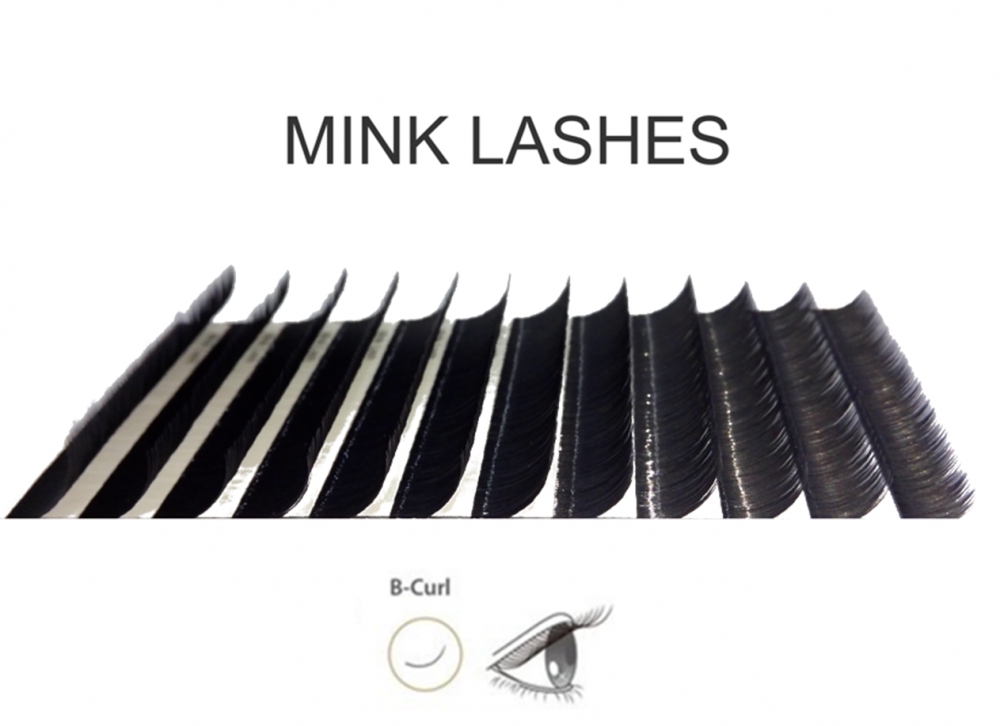 Bild 1 von Mink Einzelwimpern, Curl B, Stärke 0,06mm  / (Länge) Mix 7 bis 14mm